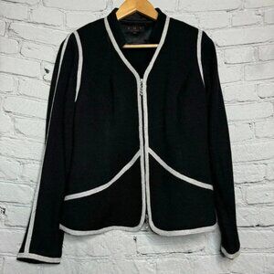 K N Y by KOUROSH Women’s Black Sequence Blazer Zip Up Jacket Elegant Size 10